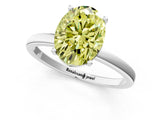 Platinum Fancy Yellow Oval Cut Diamond Solitaire Ring with Classic Band and Four-Prong Setting_13