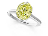Platinum Fancy Yellow Oval Cut Diamond Solitaire Ring with Flower Prong Setting and Classic Band_13