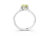 Platinum Fancy Yellow Oval Cut Diamond Solitaire Ring with Flower Prong Setting and Classic Band_15