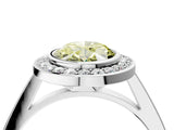Platinum Fancy Yellow Oval Cut Halo Bezel Diamond Pave Band Ring_10