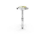 Platinum Fancy Yellow Oval Cut Halo Bezel Diamond Pave Band Ring_8