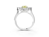 Platinum Fancy Yellow Oval Cut Halo Diamond Cluster Ring with Marquise and Round Stones on a White Gold Band with Prong Setting_3