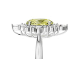 Platinum Fancy Yellow Oval Cut Halo Diamond Cluster Ring with Marquise and Round Stones on a White Gold Band with Prong Setting_5