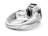 Platinum Fancy Yellow Oval Cut Halo Diamond Engagement Ring with Pave Split Shank and Four-Prong Setting_6