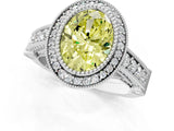 Platinum Fancy Yellow Oval Cut Halo Diamond Split Shank Pave Ring_13