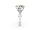 Platinum Fancy Yellow Oval Cut Halo Diamond Split Shank Pave Ring_14