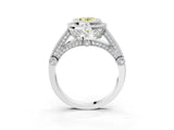 Platinum Fancy Yellow Oval Cut Halo Diamond Split Shank Pave Ring_15
