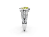 Platinum Fancy Yellow Oval Cut Halo Diamond Split Shank Ring with Prong Setting_38
