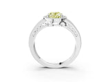 Platinum Fancy Yellow Oval Cut Halo Diamond Split Shank Ring with Prong Setting_39