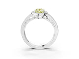 Platinum Fancy Yellow Oval Cut Halo Diamond Split Shank Ring with Prong Setting_9