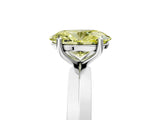 Platinum Fancy Yellow Oval  Cut Solitaire Engagement Ring with Flat Band and Four-Prong Setting