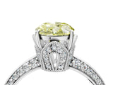 Platinum Fancy Yellow Oval Cut Solitaire Split Shank Pave Diamond Engagement Ring with Four-Prong Setting_64