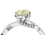 Platinum Fancy Yellow Oval Cut Solitaire Twist Pave Diamond Engagement Ring with Prong Setting_52