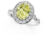 Platinum Fancy Yellow Oval  Halo Diamond Engagement Ring with Twisted Band and Four-Prong Setting 2