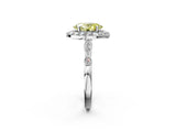 Platinum Fancy Yellow Oval  Halo Diamond Engagement Ring with Twisted Band and Four-Prong Setting 3