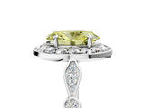Platinum Fancy Yellow Oval  Halo Diamond Engagement Ring with Twisted Band and Four-Prong Setting