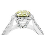 Platinum Fancy Yellow Oval  Halo Round Diamond Pave Band with Prong Setting 4