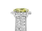 Platinum Fancy Yellow Oval  Halo Round Diamond Pave Band with Prong Setting 5