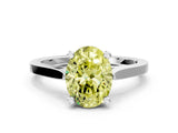 Platinum Fancy Yellow Oval  Solitaire Diamond Ring with Four-Prong Setting and Tapered Band 1
