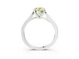 Platinum Fancy Yellow Oval  Solitaire Diamond Ring with Four-Prong Setting and Tapered Band 4