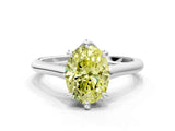 Platinum Fancy Yellow Oval  Solitaire Engagement Ring with Six-Prong Setting and Classic Band 1