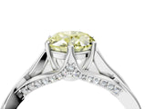 Platinum Fancy Yellow Oval  Solitaire Twist Band Six-Prong Setting 5