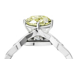 Platinum Fancy Yellow Oval  Solitaire Twist Band with Leaf Prong Setting 5