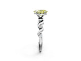 Platinum Fancy Yellow Oval  Solitaire Twisted Band with Prong Setting 3