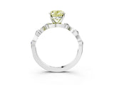 Platinum Fancy Yellow Oval  Solitaire Twisted Band with Prong Setting 4
