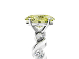 Platinum Fancy Yellow Oval  Solitaire Twisted Band with Prong Setting