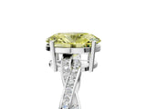 Platinum Fancy Yellow Oval  Solitaire Twisted Pave Diamond Ring with Four-Prong Setting_10