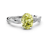 Platinum Fancy Yellow Oval  Solitaire Twisted Pave Diamond Ring with Four-Prong Setting_5