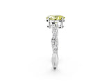 Platinum Fancy Yellow Oval  Solitaire Twisted Pave Diamond Ring with Four-Prong Setting_7