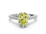 Platinum Fancy Yellow Pear  Brilliant Diamond Solitaire with Pavé Band and Four-Prong Setting 2