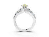 Platinum Fancy Yellow Pear  Brilliant Solitaire with Side Stones on a Pave Band and Four-Prong Setting_15