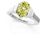 Platinum Fancy Yellow Pear Cut Brilliant Solitaire Diamond Ring with Channel Set Band and Bar Prong Setting_13