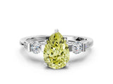 Platinum Fancy Yellow Pear Cut Brilliant Three-Stone Pave Band with Four-Prong Setting_6