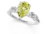 Platinum Fancy Yellow Pear Cut Brilliant Three-Stone Pave Band with Four-Prong Setting_7