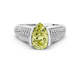 Platinum Fancy Yellow Pear Cut Cut Diamond Channel Set Pave Band with Tension Prong Setting_12