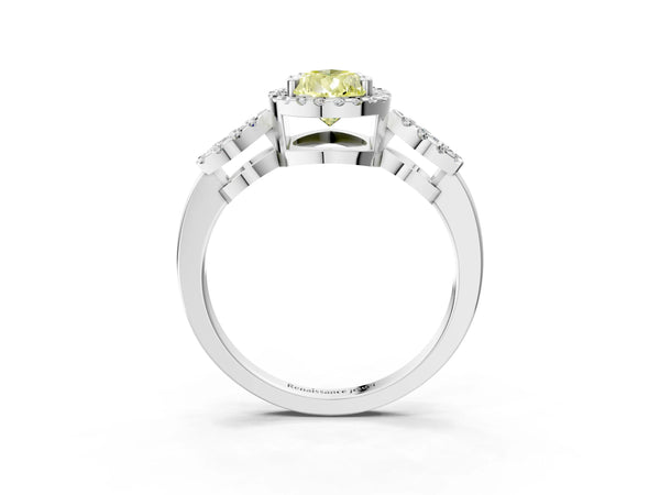 Platinum Pear-Shaped Pave Infinity Halo Engagement Ring Setting for Fancy Yellow Center
