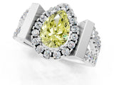 Platinum Fancy Yellow Pear Cut Cut Halo Split Shank Prong Set Ring_13