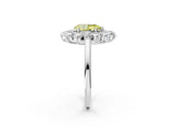 Platinum Fancy Yellow Pear Cut Diamond Floral Double Halo Engagement Ring with Prong Setting_128