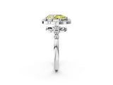 Platinum Fancy Yellow Pear Cut Diamond Floral Halo Split Shank Prong Setting Ring_38