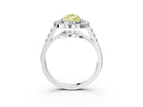 Platinum Fancy Yellow Pear Cut Diamond Floral Halo Split Shank Prong Setting Ring_39