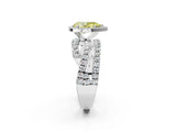 Platinum Fancy Yellow Pear Cut Diamond Halo Ring with Round Split Shank and Prong Setting_2