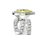 Platinum Fancy Yellow Pear Cut Diamond Halo Ring with Round Split Shank and Prong Setting_5