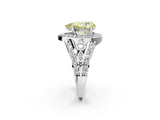 Platinum Fancy Yellow Pear Cut Diamond Halo Ring with Split Shank and Bezel Accents and Four-Prong Setting_8