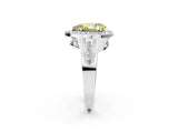 Platinum Fancy Yellow Pear Cut Diamond Halo Ring with Split Shank and Bezel Accents and Prong Setting_14