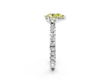 Platinum Fancy Yellow Pear Cut Diamond Pavé Solitaire Ring with Round Band and Prong Setting_2