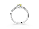 Platinum Fancy Yellow Pear Cut Diamond Scattered Round Accent Ring with Prong Setting_15